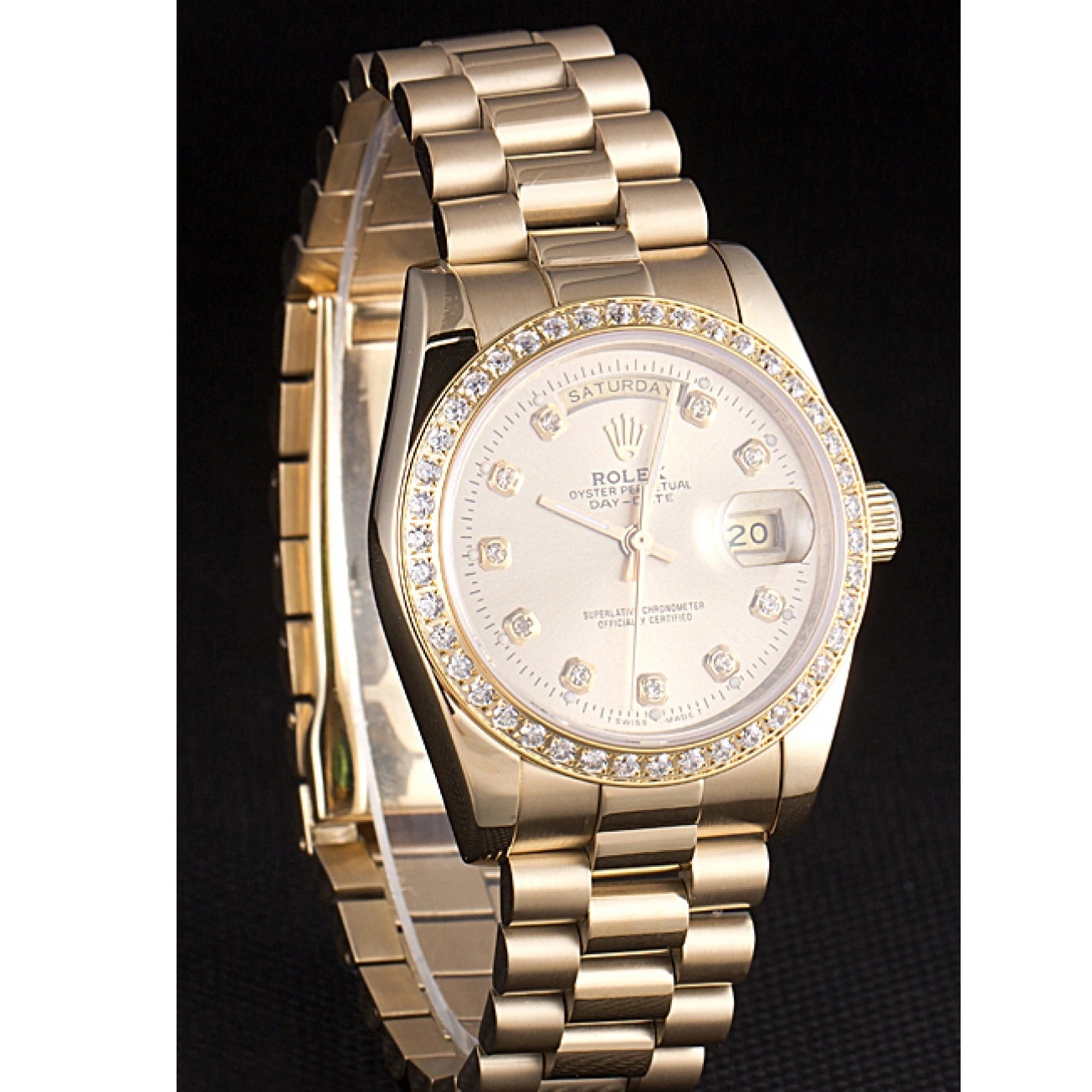 Aaa replica watch Stainless Plated Day-Date Dial 18k Rolex Gold Yellow Steel Gold 0529